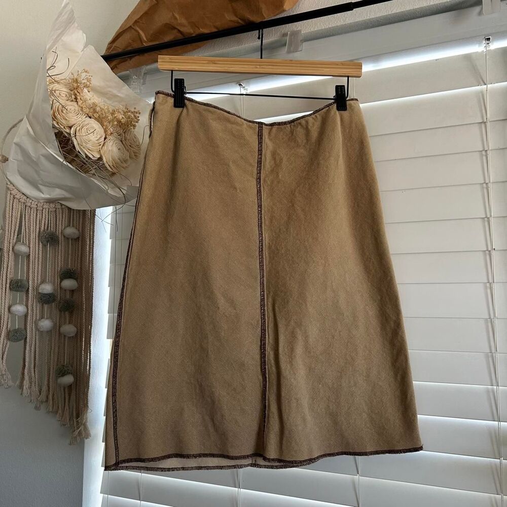 Brown Corduroy Midi Skirt Y2K 90s Minimalist Indie Sleaze Size Medium